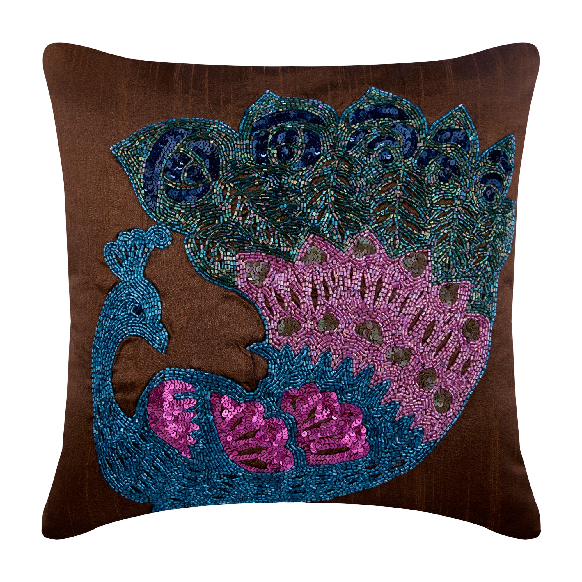 Blue Peacock Pillow Cover