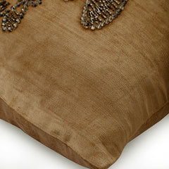 Bon Voyage - Pearl Beige Velvet Throw Pillow Cover