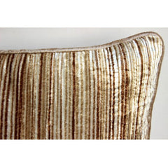 Brown Stripes - Beige Velvet Throw Pillow Cover