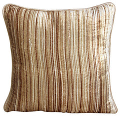 Brown Stripes - Beige Velvet Decorative Euro Sham