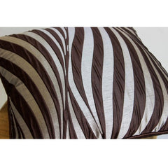 Brown Waves - Brown Jacquard Weave Throw Pillow Cover