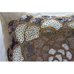 Brown Wildflower Leaves Throw Pillow Cover