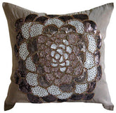 Brown Wildflower Silk Throw Pillow Cover