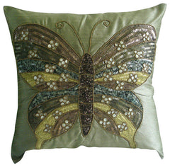 Butterfly Love - Pink Art Silk Throw Pillow Cover
