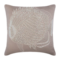 Butterfly Fish - Mocha Cotton Linen Decorative Euro Sham