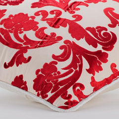 Cayenne Red Florals - Cayenne Red Burnout Velvet Throw Pillow Cover