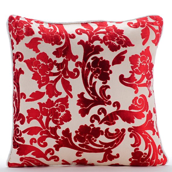 Cayenne Red Florals Pillow Cover