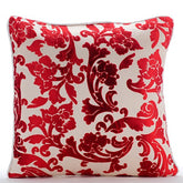 Cayenne Red Florals - Cayenne Red Burnout Velvet Decorative Euro Sham