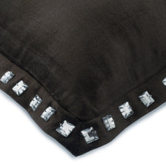 Charcoal Crystal Palace - Charcoal Gray Velvet Decorative Euro Sham