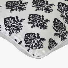Classic Black Damask - White Velvet Throw Pillow Cover