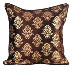 Classic Gold Damask - Brown Velvet Decorative Euro Sham