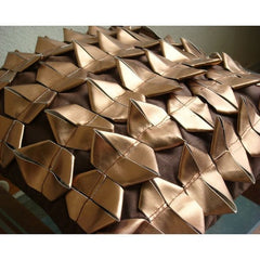 Copper Age - Brown Faux Leather Throw Pillow Cover