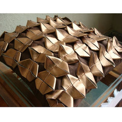 Copper Age - Brown Faux Leather Throw Pillow Cover