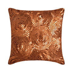 Copper Swirls - Copper Orange Art Silk Decorative Euro Sham