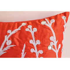 Coral Orange Willow - Coral Orange Art Silk Throw Pillow Cover