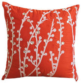 Coral Orange Willow Euro Sham