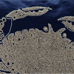 Crab At The Shore - Navy Blue Cotton Linen Decorative Euro Sham