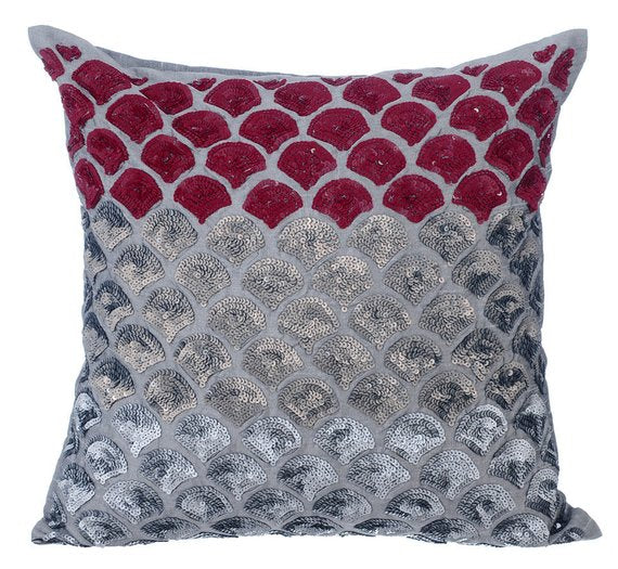 Cranberry Space Gray Silk Throw Pillow Cover