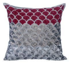 Cranberry Space - Gray Art Silk Decorative Euro Sham