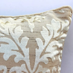 Creamy Damask - Cream Burnout Velvet Throw Pillow Cover