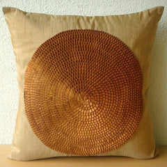 Crowning Glory - Gold Art Silk Throw Pillow Cover