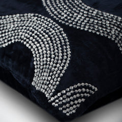 Crystal Gush - Navy Blue Velvet Throw Pillow Cover