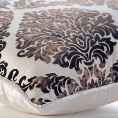 Damask Brown - Brown Burnout Velvet Throw Pillow Cover