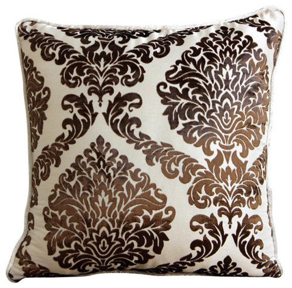 Damask Brown Pillow Cover
