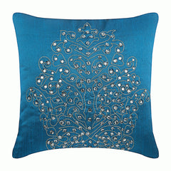 Damask Royal Blue - Royal Blue Art Silk Decorative Euro Sham
