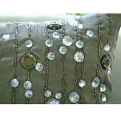 Diamond Strings Grey Silk Throw Pillow Cover