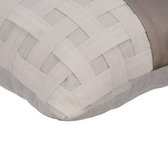 Dull Silver N Half - White Faux Leather Decorative Euro Sham