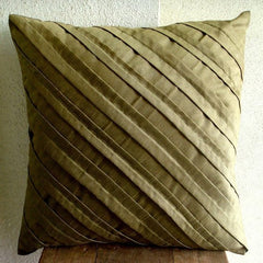Earthy Affair - Earthy Green Art Silk Throw Pillow Cover