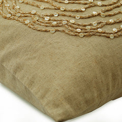 Earthy Rose - Natural Beige Cotton Linen Throw Pillow Cover