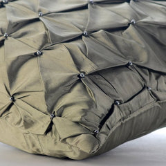 Earthy Texture - Green Taffeta Throw Pillow Cover