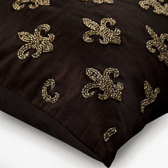 Fleur De Lis Brown Throw Pillow Cover
