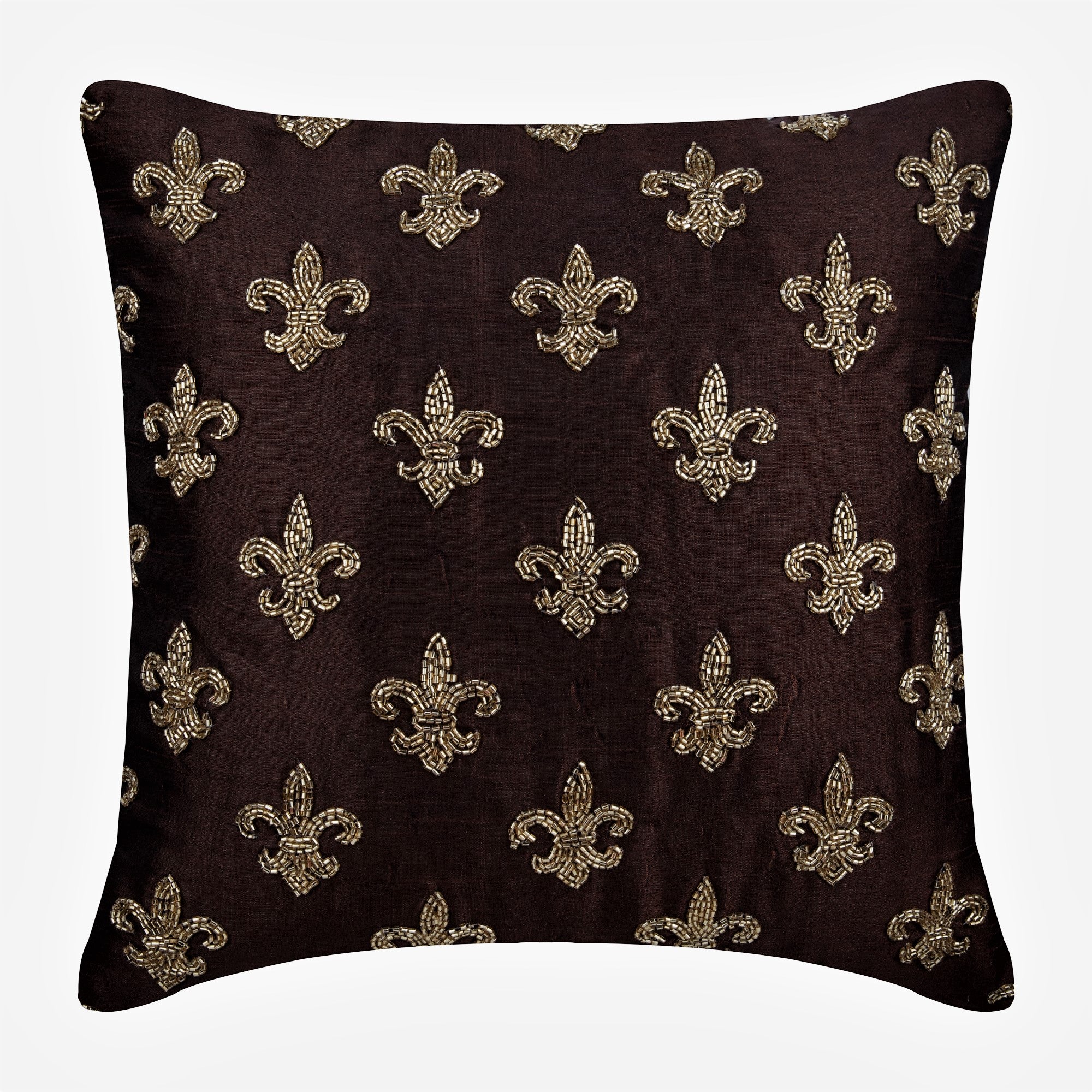 Fleur De Lis Beaded Throw Pillow Cover