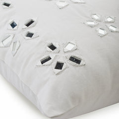 Floral Lake - White Cotton Canvas Throw Pillow Cover