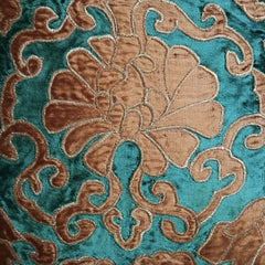 Flutter Bye - Peacock Green Velvet Throw Pillow Cover