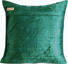 Flutter Bye - Peacock Green Velvet Throw Pillow Cover