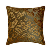 Folding Flames - Olive Green Velvet Throw Pillow Cover