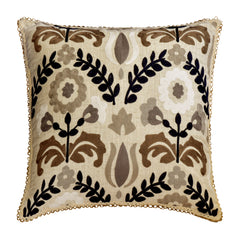 Folk Song - Beige Linen Decorative Euro Sham