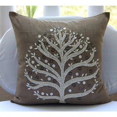 Fortune Tree Mother Of Pearl Throw Pillow Cover