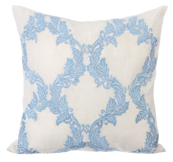 French Riviera Blue Silk Throw Pillow Cover