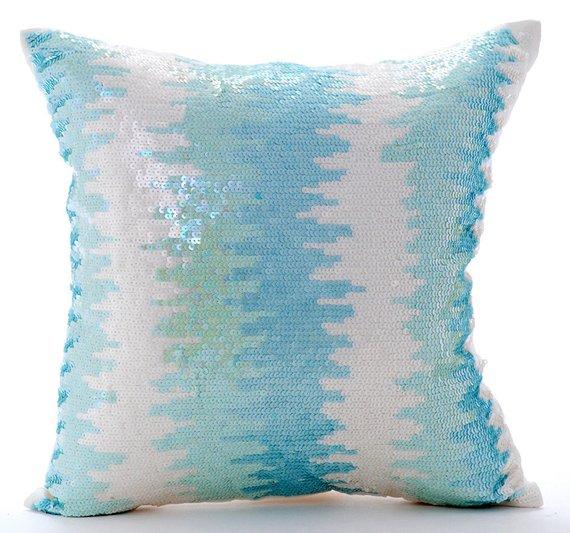 Frozen Blue Silk Euro Sham