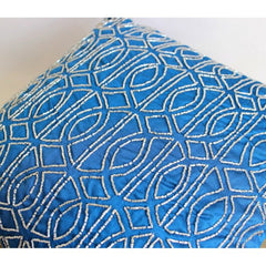 Geometric Royal Blue - Royal Blue Art Silk Throw Pillow Cover