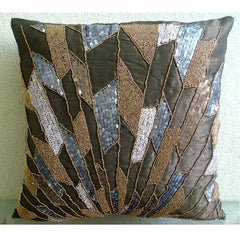 Glamorous Spalsh - Chcolate Brown Art Silk Throw Pillow Cover