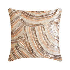 Glamorous - Ivory & Beige Art Silk Throw Pillow Cover