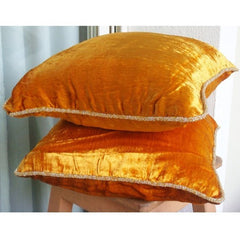 Glorious Flame - Gold Velvet Throw Pillow Cover