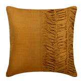 Gold Brown Pleats Silk Throw Pillow Cover