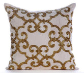 Gold Encrusted - Gold Cotton Linen Decorative Euro Sham
